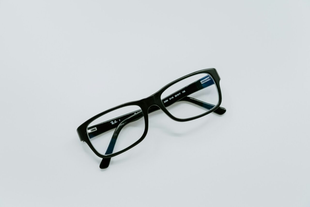 black-framed eye glasses