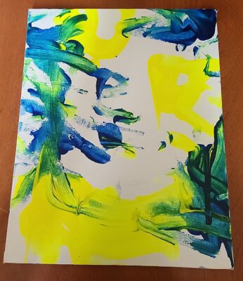 The painting Gander made for Lora Adams, director of "Come From Away" at Black Box Theatre..