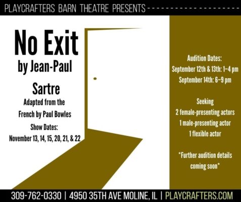 Moline’s Playcrafters announces 2027 season, schedules “No Exit” auditions