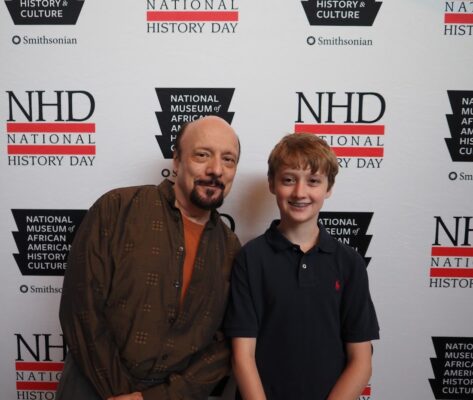 Steven Pico and Bettendorf Middle School student Adrian Gillette in 2025.