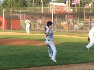Davenport's Cody Depardo fires over to first base