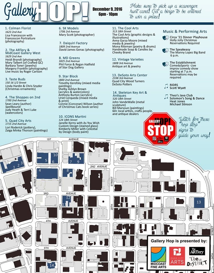 Hop into Holidays at Gallery Hop in Downtown Rock Island!