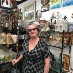 Jen Horvath amidst the eclectic mix of Fred and Ethel's