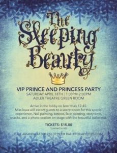 Ballet Quad Cities Holding VIP Prince And Princess Party