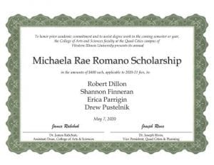 Western Illinois University Announces Romano Scholarship Winners