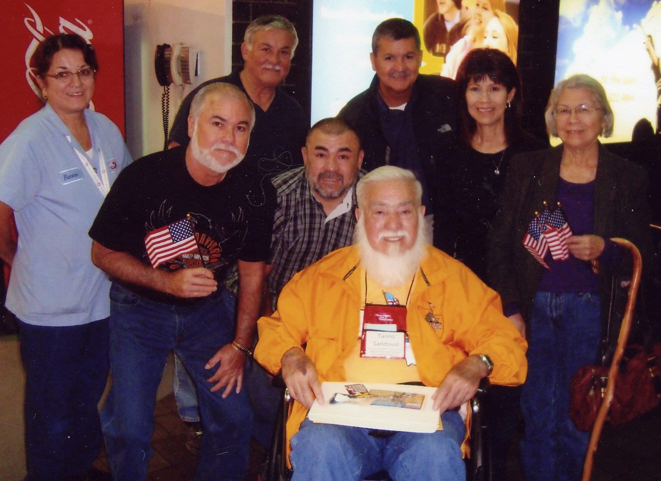 World War II veteran Tanilo Sandoval and his family upon the return of his Honor Flight on Sept. 20, 2012 at the airport in Moline. 