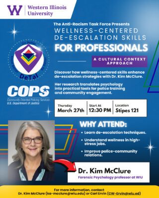 Western Illinois Hosting Wellness-Centered De-Escalation Skills for Professionals March 27