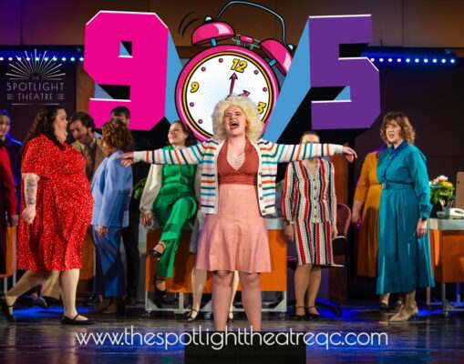 Katie Griswold, center, stars as Doralee in the new Spotlight Theatre production of "9 to 5: The Musical."