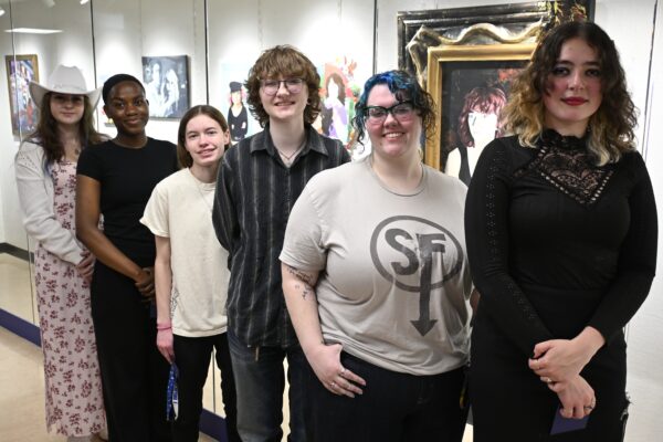 Black Hawk College art award winners include (L-R) Kaylee Hanson, Nininahazwe Brigitte, Ashley Schmoll, Daisy Blunt, Abigail Hicks and Justyce Watson (the Best in Show winner).