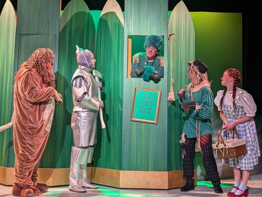 Jeremy Littlejohn,left, Bobby Becher, Brad Hauskins, Adam Cerny, and Sophie Kaegi in "The Wizard of Oz," running through Sept. 5 at Circa '21 Dinner Playhouse, Rock Island.