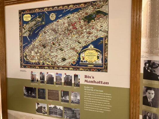 The museum has a map of spots related to Bix in Manhattan, New York City. (photo by Jonathan Turner)
