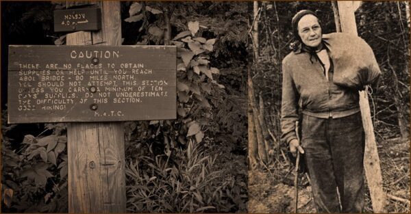 The real Emma Gatewood (1887-1973) on the Appalachian Trail.