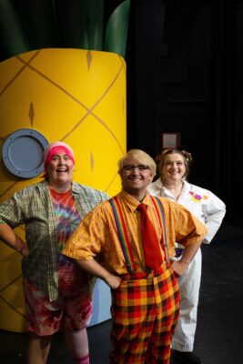 Myka Walljasper, left, plays Patrick, Deven Reed is SpongeBob and Lauren Casillas is Sandy in the new show at Quad City Music Guild, Moline.