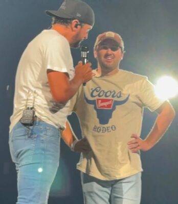 Luke Bryan with Colin at Vibrant Arena, July 10, 2026.