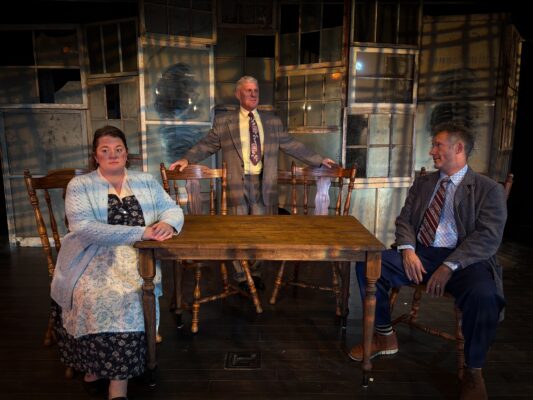 Emmalee Hilburn, Jim Driscoll and Ben Gougeon in "Death of a Salesman," directed by Tristan Tapscott.