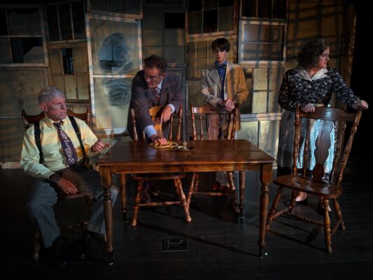 "Death of a Salesman" features (L-R) Jim Driscoll, Ben Gougeon, Jack Carslake, and Emmalee Hilburn.
