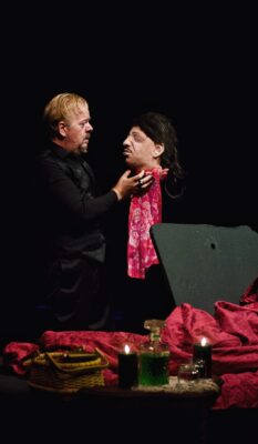 Paul Hansen as Heart, from "A Tell Tale Heart" in Playcrafters' new "Murder by Poe." (photo by Michael Bitterman)