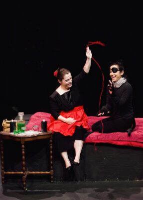 Jonna Hicks-Bird (left) as Cat's wife and Emma Terronez as Pluto from "The Black Cat." (photo by Michael Bitterman)