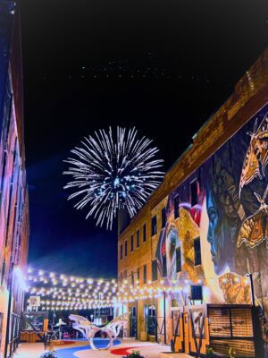 Fireworks seen from Arts Alley in downtown Rock Island. (credit: Red White & Boom)
